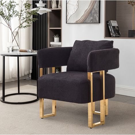 Poltrona relax 68x68x70 cm in velluto nero, moderna e confortevole FloraGrace (1/5)