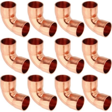 12pcs Raccord Coudé en Cuivre pour Tuyaux Gaz, 14mm Tuyau d'Arrosage Durite Essence, Raccords Tuyauterie à Pression HVAC Climatisation Plomberie, Épaisseur 1mm - 12mm x 0.8mm (1/5)