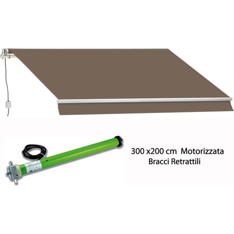 Tenda da Sole 300x200 a Bracci Motorizzata Marrone Motore Elettrica da Esterno (1/4)