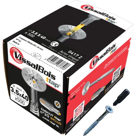 Boite de 500 vis agglo Torx20 zinguées à filetage partiel torx/ttap ailette 35/40/50mm - diam 3.5 mm (1/4)