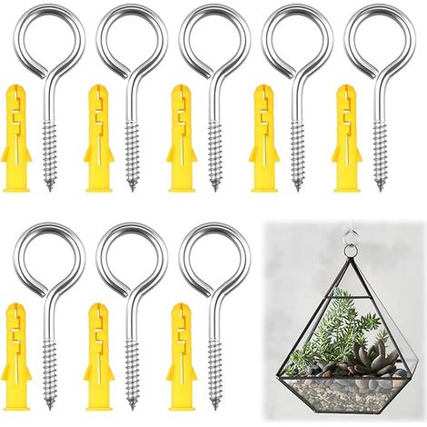 8 Stainless Steel Screw Eyelets M5 x 65 mm, Silver, Pitons and Screw Hooks (1/5)