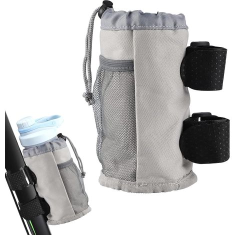 Fahrrad-Trinkflaschenhalter mit Netztasche, schraubenloser, isolierter Trinkflaschenhalter, geeignet für Falträder und Kinderwagen (grau) (1/5)