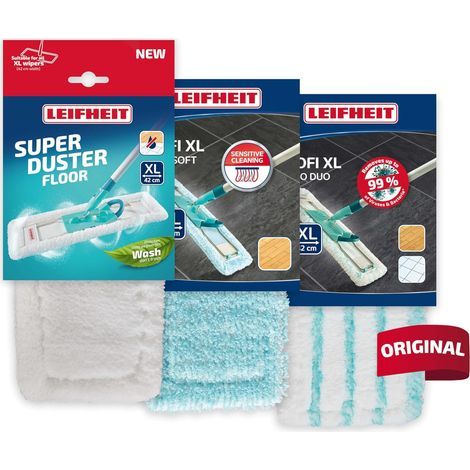 Set of 3 Washable Mop and Brush Covers, Wet and Dry Cleaning, 42cm Wide, for Parquet and Tile Floors (1/5)