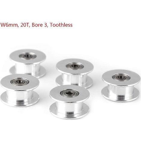 Stück Aluminium 2GT Zahnriemenscheibe 3D-Druckerzubehör (B6mm, 20T, Bohrung 3, zahnlos)