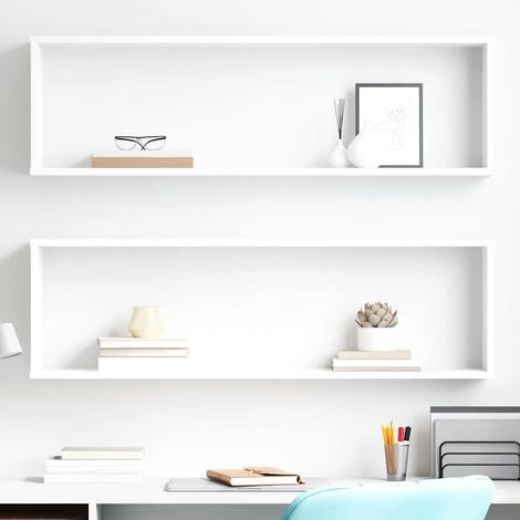 vidaXL Estante cubo de pared 2 uds madera contrachapada 100x15x30 cm (1/5)