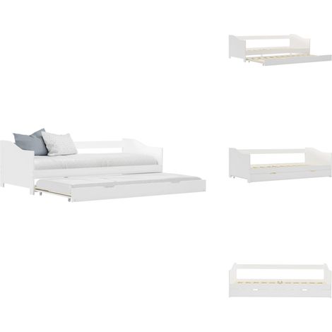 Ausziehsofa Bettgestell Weiß Kiefernholz 90×200 cm - Ausziehsofa - Doppelbett Gestell - Bettgestell - Kinderzimmer - Jugendzimmer (1/5)