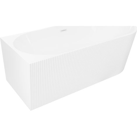 Mexen Silo baignoire autoportante d'angle gauche rainurée 170 x 80 cm, blanche, trop-plein blanc - 52891708000L-20 (1/5)