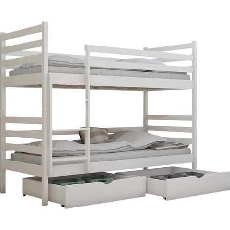 Litera Vista 101, Blanco, De dos pisos, 80x180, Madera, Somieres, 87x188x161cm (1/4)