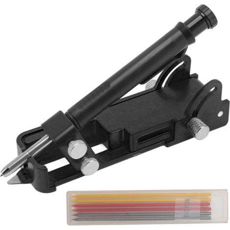 Crayon de charpentier multifonction en alliage d'aluminium pour traçage, marquage bois DIY, outil de construction noir (1/5)