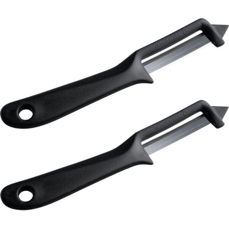 Lot de 2 couteaux éplucheurs multifonctions, éplucheur pommes, économe pommes de terre, Acier inoxydable, Plastique, 18,5 x 1 x 3 cm (1/5)
