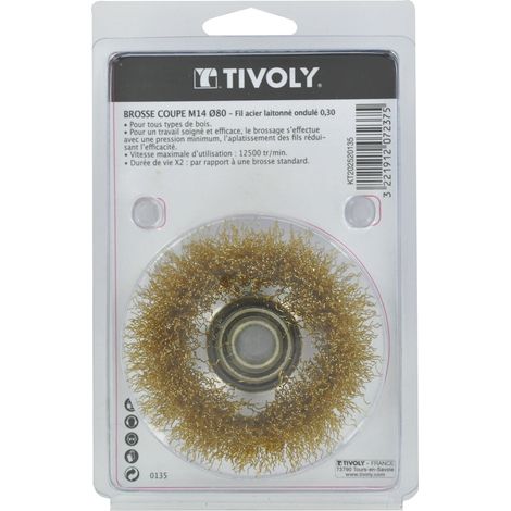 Tivoly • Spazzola a Tazza Ø80mm M14 per Smerigliatrice Ondulata Ottone Acciaio Tecnica Stripping Legno Rame