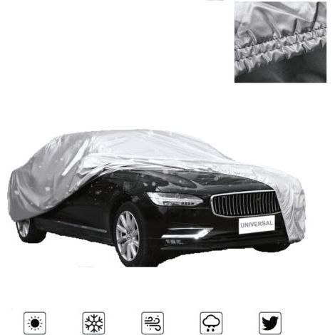 Funda para coche, funda exterior para coche, protección solar, protección UV, protección contra polvo y nieve, 520x180x120cm, sedán XXL plateado (1/4)
