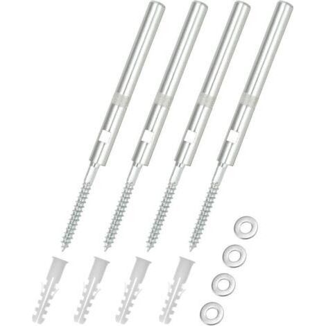 BUNTHAUS Lot de 4 Supports d\\\\'étagère murale invisibles Ø12x120mm, Fixation étagère en acier comprenant rondelles et chevilles - Capacité de charge 20kg