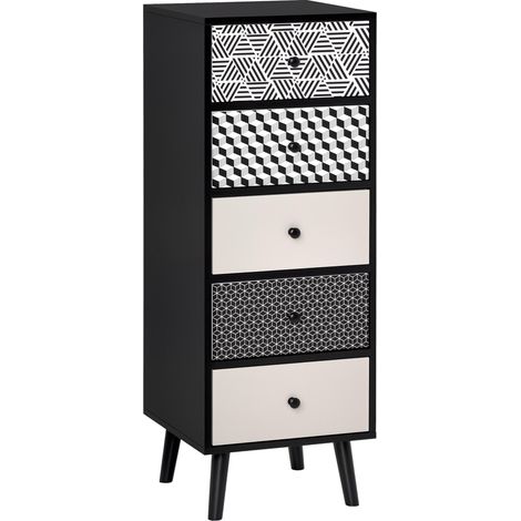 Commode à 5 tiroirs au design moderne pour décoration intérieure, dimensions 40 x 40 x 111,5 cm, finition élégante, pratique pour salon ou chambre