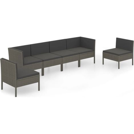 Maison Exclusive - 6-tlg. Garten-Lounge-Set mit Auflagen Poly Rat