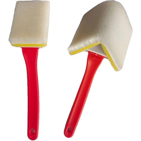 Set mit 2 Nylonpinseln, 2,5 cm, zum Streichen von Ecken, Wänden, Leisten, Decken, für Heimwerkerarbeiten, rot (1/5)