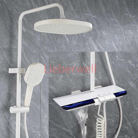 Ensemble de douche de salle de bain numérique avec musique, éclairage d'ambiance, haut-parleur Bluetooth, système de douche numérique, robinet de salle de bain chaud et froid (1/4)