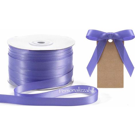 Nastro doppio raso mm 10 x 100m lavanda personalizzato, set da 500 pezzi, mm 10 H