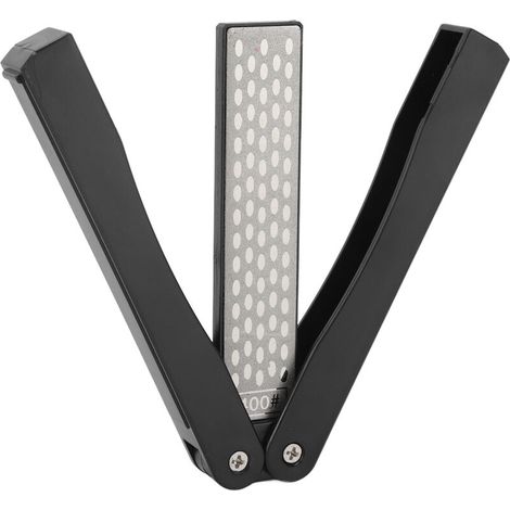Jeffergarden Taille-crayon Double face Portable en émeri, taille-crayon de poche plié en forme d'éventail pour jardin extérieur noir (1/5)