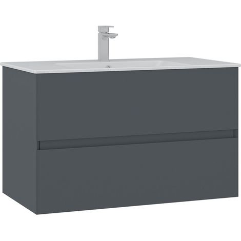 Meuble Vasque "Nest 91 v2" - 91 x 51 x 55 cm - Matte Anthracite (1/3)