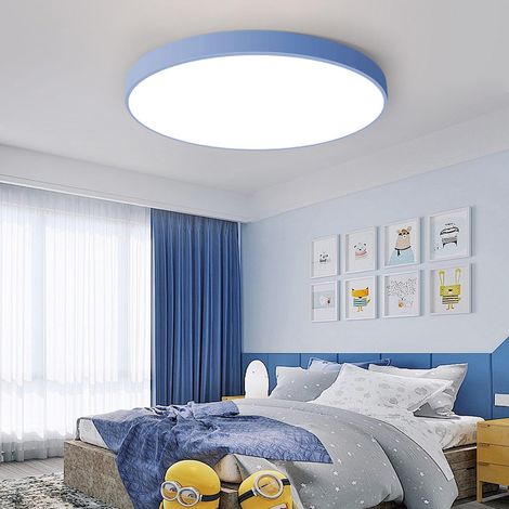 LED Deckenleuchte Blau, Deckenlampe Rund 40CM- Auch Perfekt als Kinderzimmer Lampe mit 3000K Warmweiß,36W Ultradünn 4cm für Mädchenzimmer, Schlafzimmer, Wohnzimmer