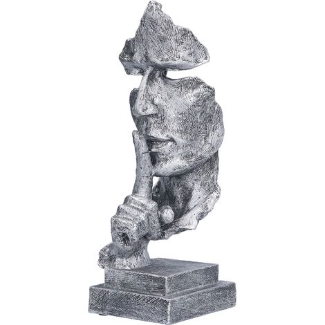 Statue Penseur Décorative en Argent - Design Unique et Travail Soigné pour Intérieur Élégant (1/5)