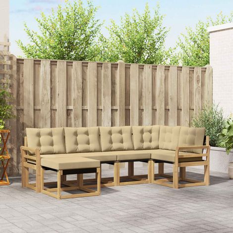 vidaXL Conjunto de sofás de exterior 6 uds. y Beige (1/5)