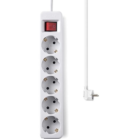 Base de enchufe 5 tomas con interruptor 1.5 M Blanco (1/4)