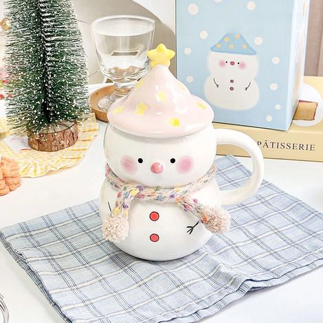 Mug en céramique bonhomme de neige de Noël, gourde grande capacité, cadeau de Noël