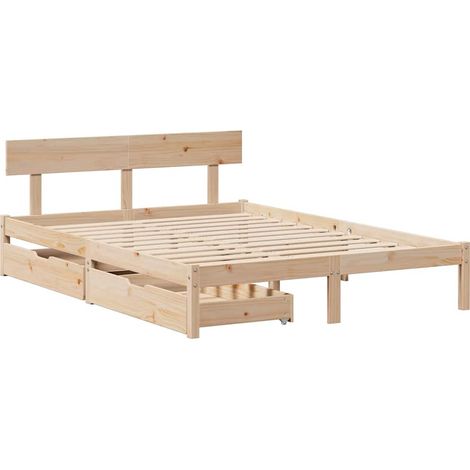 Cadre de lit sans matelas 140x190 cm bois de pin massif vidaXL (1/5)