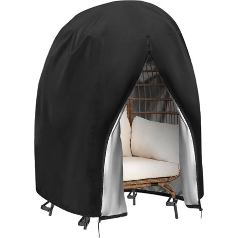 Housse de chaise en forme d'œuf 420D très résistante et imperméable à suspendre avec fermeture éclair pour chaises cocon, 119 x 115 x 148 cm (1/5)