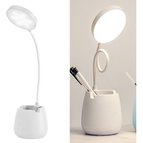 Lampe de chevet LED rechargeable avec protection oculaire pour la chambre, les dortoirs étudiants, les études et la lecture blanc à trois tons changeants. (1/5)