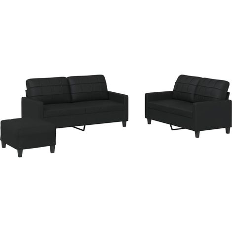 Maison Exclusive - Ensemble de canapés 3 pcs avec coussins Noir Similicuir (1/5)