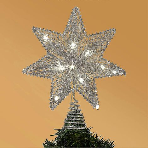 Beleuchteter Weihnachtsbaumstern. Giliter-Stern-Baumspitzenschmuck mit 20 LED-Perlen – ein leuchtendes Weihnachtsgeschenk. (1/5)
