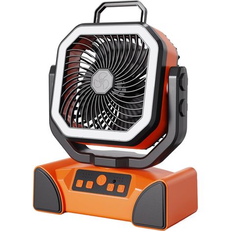 Ventilateur de Camping Portable avec Refroidissement par Brumisation et Télécommande, Batterie ABS Rechargeable de 20 000 MAh, Lumière LED Réglable à 90 Degrés pour le Camping, la Pêche, la (1/5)