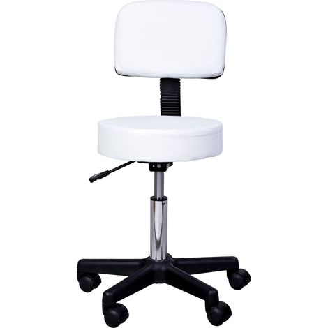 Tabouret de massage à roulettes réglable JEREMIA blanc (1/5)