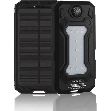 Banque de Puissance de Chargeur Solaire,Kit de Batterie Externe étanche 20 000 mAh - Panneau de Commande LED intégré pour Chargeur Rapide pour téléphone Portable et appareils électroniques (1/5)