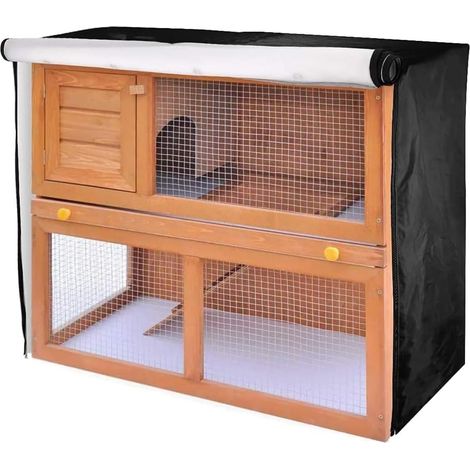 Housse de Protection pour clapier à Lapins, 48 Pouces, Double clapier, Coupe-Vent, imperméable, Thermique, pour Cage de Cochon d'Inde, 122 x 50 x 105 cm, Noir (1/5)