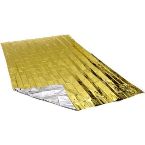 Couverture De Survie - 140 x 210 cm - Aluminium Réfléchissant - Protection Contre Le Froid Et L'Humidité - Pour Activités En Plein Air Et Situations D'Urgence - 1 Pièce (1/5)
