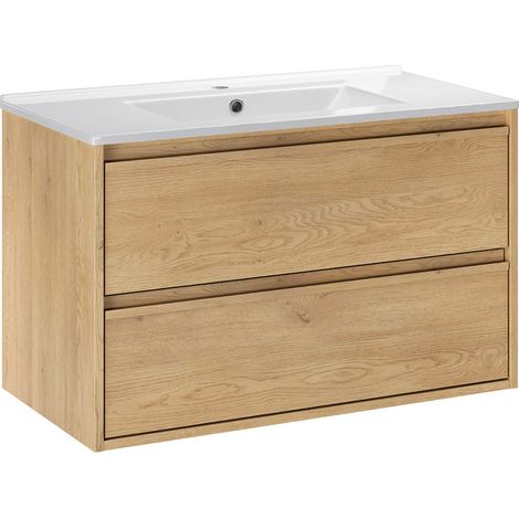 Mobile bagno con lavabo Edmé marrone 80cm (1/5)