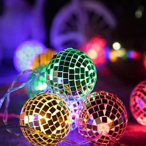 Guirlande Lumineuse LED - Boule Miroir Réfléchissante - Décoration Intérieure Extérieure pour Fête Mariage Soirée DJ - 1 Pièce (1/2)