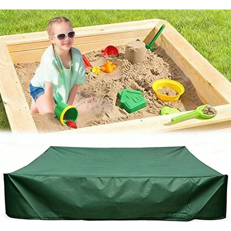 Housse Salon De Jardin, Bâche Bac À Sable 120x120 Cm 210D Oxford Housse Protection Étanche UV Protection Anti-Poussière Pour Bac À Sable Oxford Avec Cordon De Serrage, Vert (1/4)