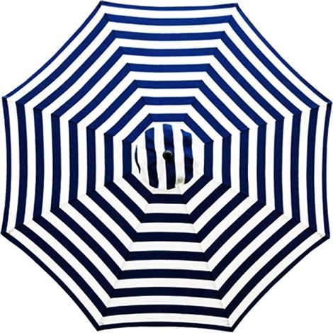 Auvent de remplacement pour cadre de parasol à 8 baleines, tissu de remplacement pour housse de parapluie, housse de parasol de jardin, blanc bleu, diamètre 2.7m (1/4)