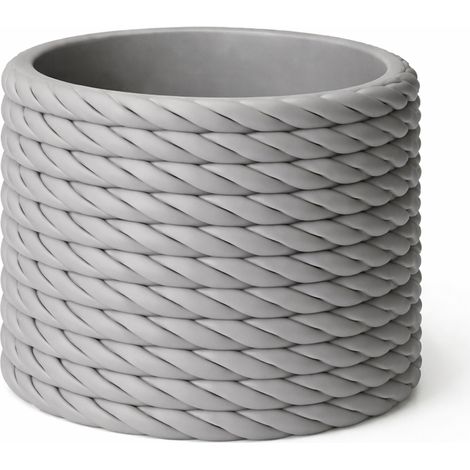 Vaso decorativo grigio con motivo intrecciato (1/3)