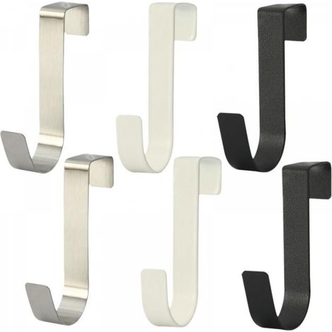 Lot de 6 crochets de porte solides en acier inoxydable pour vêtements d'extérieur, crochets de vestiaire, crochets de fenêtre, sans perçage, pour manteaux et serviettes (1/5)