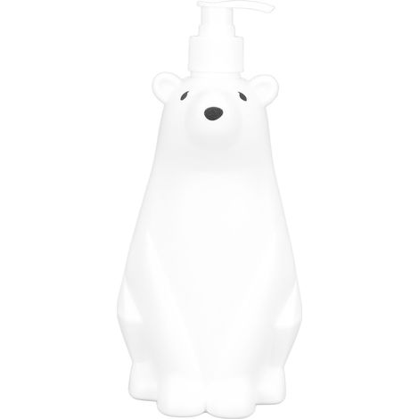 Dispensador de champú con diseño de oso polar y bomba, modelo L, fabricado en PP/PE para baño y aseo, 25,5 x 12 cm. (1/5)