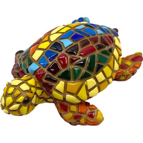 Statuetta di tartaruga in mosaico di resina – Decorazione per la casa colorata