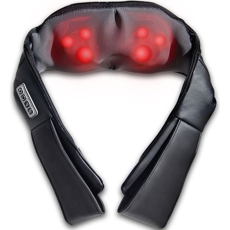 COSTWAY Nackenmassagegeraet Shiatsu elektrisch Massagegeraet fuer Nacken Ruecken Schulter 3D-rotierende Massagekoepfe Infrarot Waermefunktion 3 Geschwindigkeiten Zuhause Buero Auto (1/5)