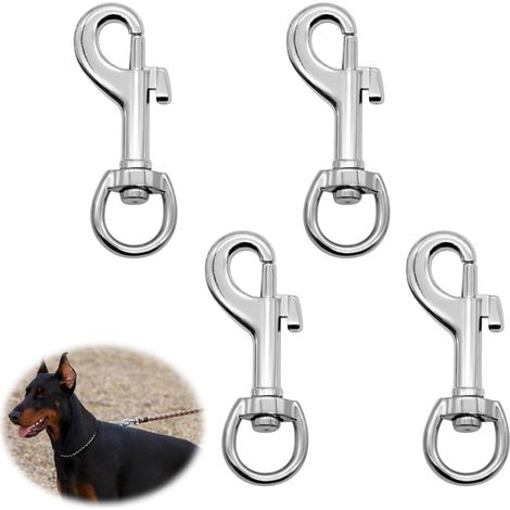 Lot de 4 mousquetons pivotants en alliage de long, Boucle robuste et polyvalente pour laisse de chien, colliers d'animaux, alpinisme