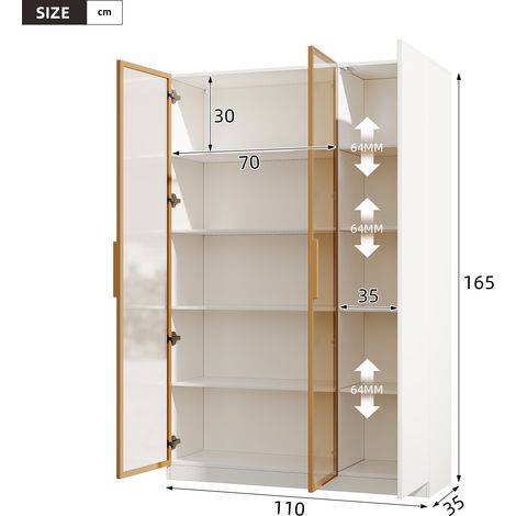 Vitrine blanche 165 cm avec éclairage LED multicolore ajustable – meuble à 3 portes vitrées sur pied, verre de sécurité, étagères modulables, système anti-chute – armoire de rangement et cave à vin (1/5)